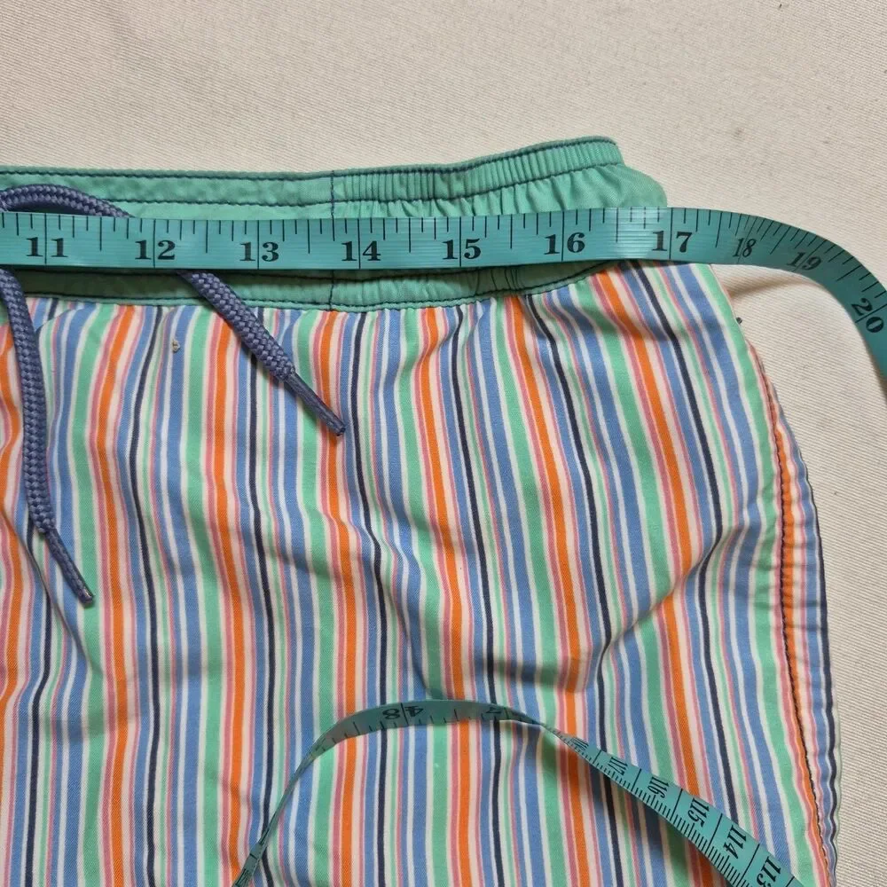 Vineyard Vines Men's Swim Trunks Size M Striped Pockets Zip Hook&Loop Drawstring